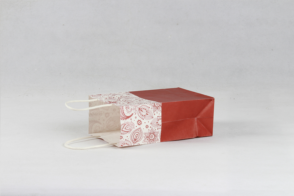 深紅色花紋時尚牛皮紙袋 深紅色花紋時尚牛皮紙袋